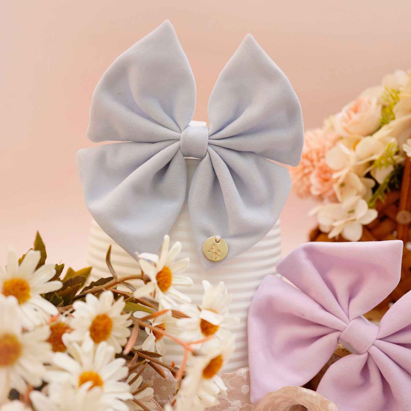 Baby Blue Velvet Bow Tie