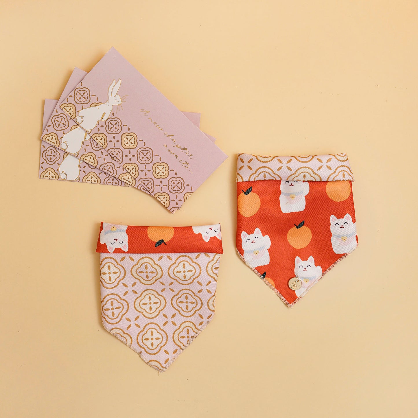 Fortune Cat Reversible Dog Bandana