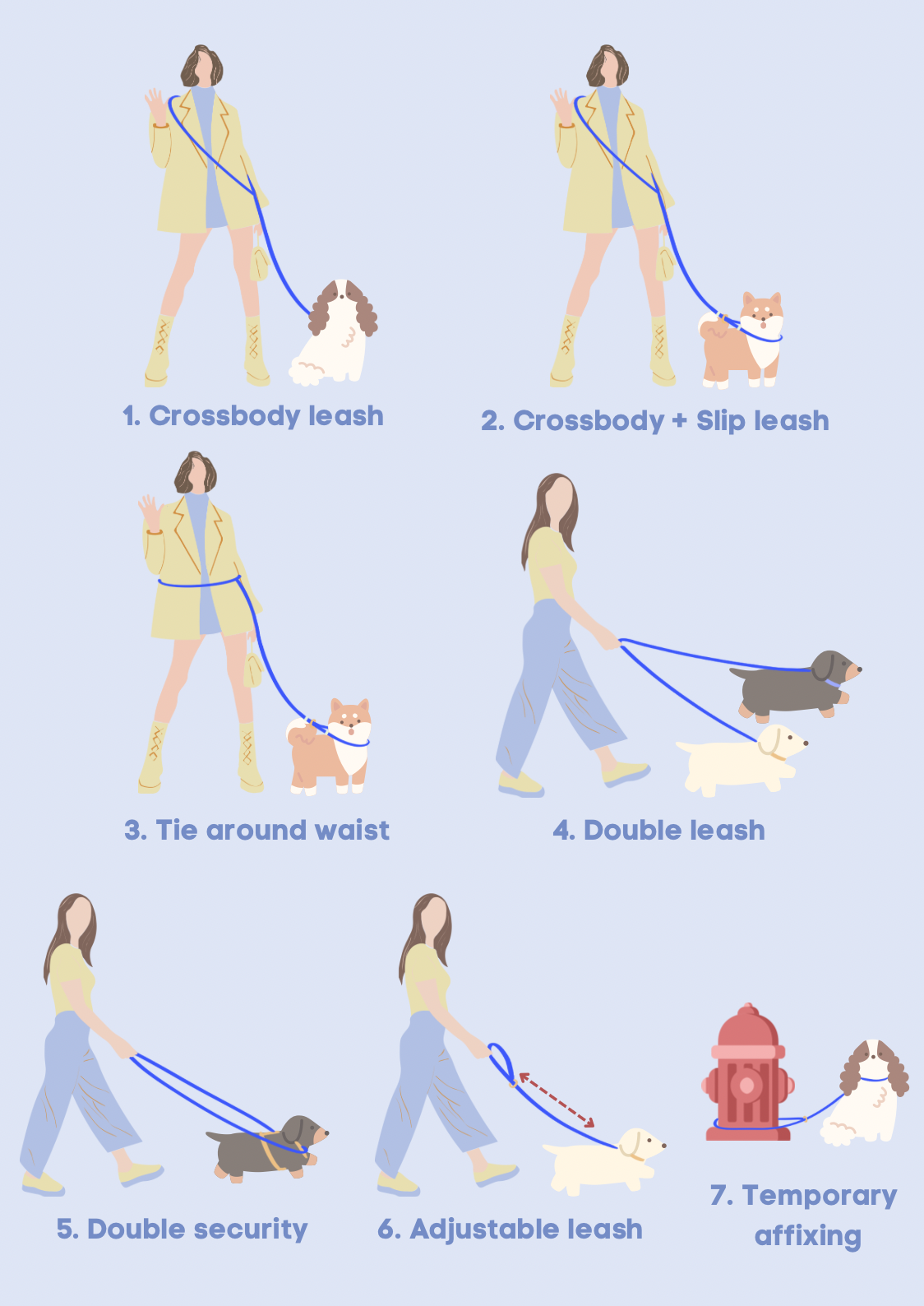 Periwinkle Dog Hands-Free Leash